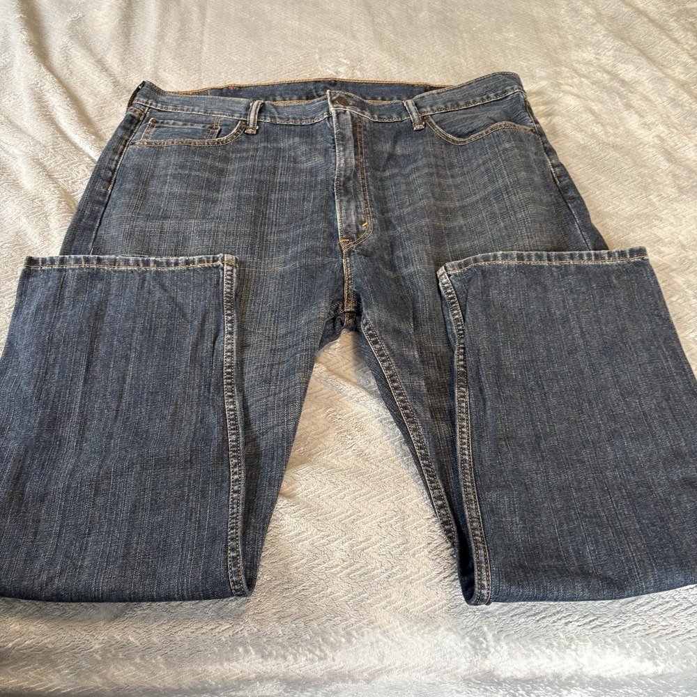 Levis Jeans 505 Mens 42x30 Straight Fit Dark Wash Denim